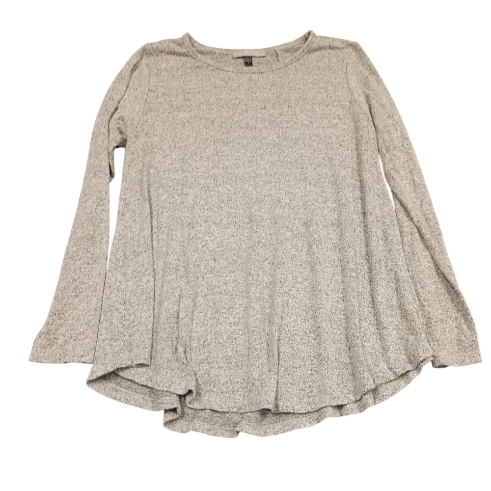 Purple Snow Flared Knit‎ Top Womens Large Gray Marled Long Sleeve Flowy Relaxed